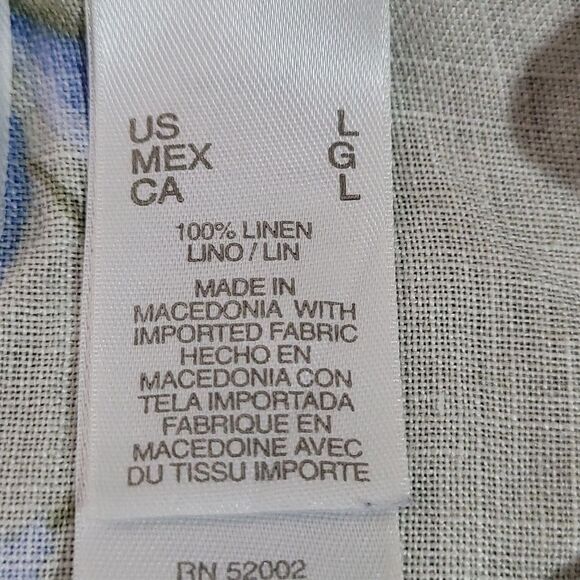 Liz Claiborne Floral Blouse - Blue and White All Linen - Picture 5 of 6